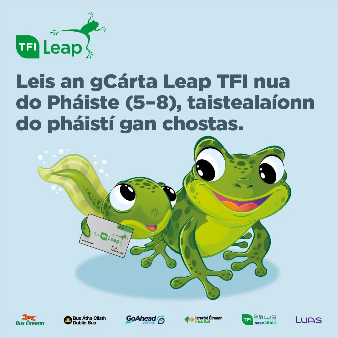 Fógra bolscaireachta do Chárta Leap TFI