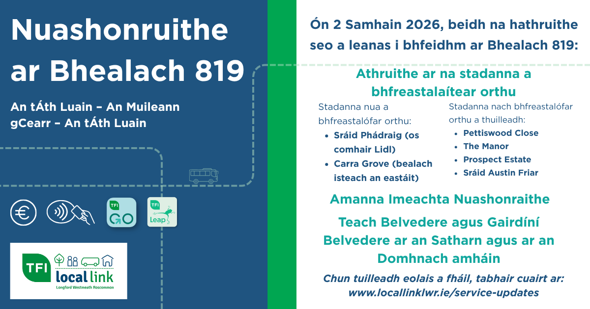 Nuashonruithe ar Bhealach 819