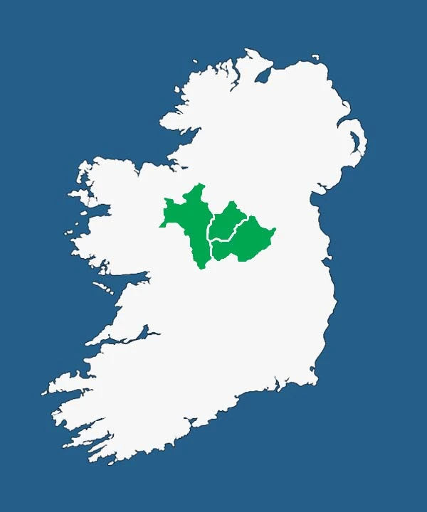 Map showing Longford, Westmeath and Roscommon
